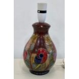 Moorcroft lamp measures approx 20.cm tall not including fiting