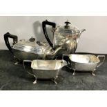 4 pIece silver tea service Sheffield silver hallmarks weight 1846g