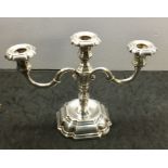 silver candelabra continental silver hallmarks measures approx 19.5cm tall 26cm wide filled base we