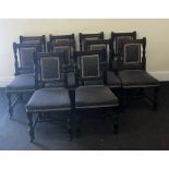 Set 10 signed oak dining chairs label reads: Midland Hotel Derby