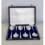 Boxed set of 6 silver fruit spoons sheffield silver hallmarks makers j.b.c & s weight 197g