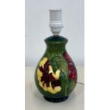 Moorcroft lamp measures approx 20.cm tall not including ftting