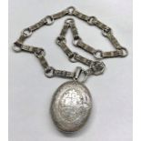 Large victorian silver locket and collar locket measures approx 70mm by 42mm collar measures approx