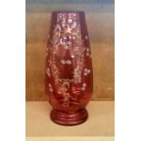 large victorian cranberry glass vase measures approx 32.5cm tall