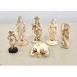 small quantity of antique indian ivory carvings