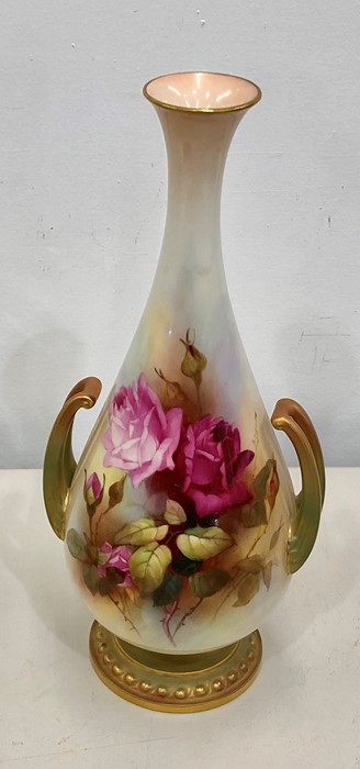 Royal Worcester Vase floral painted and Signed Henry Martin measures approx 29cm tall in good condit - Image 3 of 5