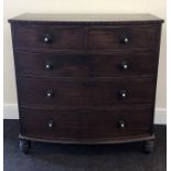 Mahogany victorian bow fronted chest by John Massey, Chester measures approx 114cm heigh by width 11