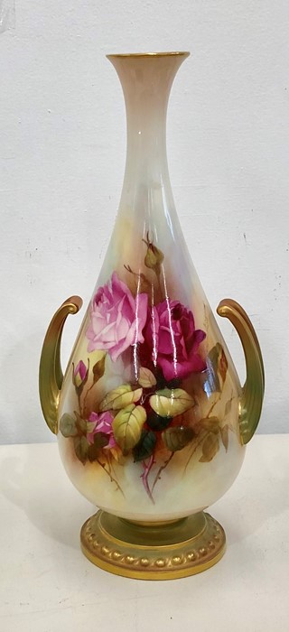 Royal Worcester Vase floral painted and Signed Henry Martin measures approx 29cm tall in good condit - Image 2 of 5