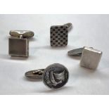 Selection of 4 Georg Jensen silver cufflinks all single odd cufflinks