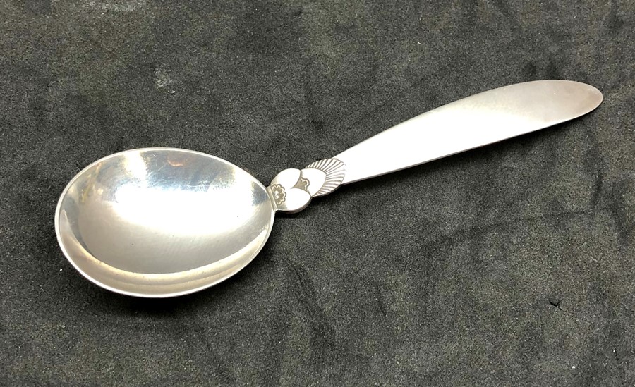 Antique Georg Jensen silver cactus spoon full silver hallmarks measures approx 14cm long - Image 2 of 5