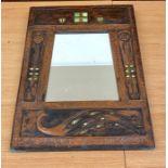 Antique signed arts crafts copper mirror