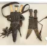 etunographica tribel 2 sudanese Knife and dagger sets with crocodile sheaths containing5 knives in t