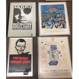 4 Vintage framed theatre posters to include Destination dockland, Rocky horror show, Lend me a tenne