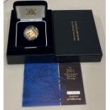 Royal mint 2001 Proof gold sovereign box and certificate