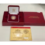 United Kingdom 2002 gold proof half sovereign box and certificate