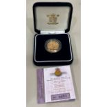 Royal mint 2002 Queen Elizabeth golden jubilee Guernsey gold proof £25 box and certificate