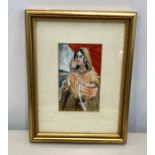 Framed miniature on ivory of indian girl