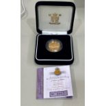 Royal mint 2002 Queen Elizabeth golden jubilee Alderney gold proof £25 box and certificate