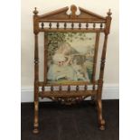 Victorian walnut and tapestry firescreen