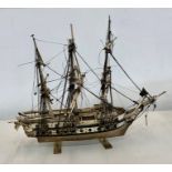 Napoleonic prisoner of war bone ship circa 1810 measures approx 13ins wide and 11.5ins tall