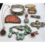 Selection of antique and vintage silver jewellery