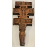Antique 19th century Greek wood cross carved on both sides measures approx 38cm by 17cm wide