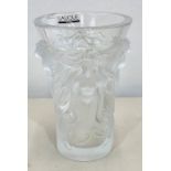 Lalique crystal vase clear glass signed to base lalique france measures approx 17.5cm tall in good c