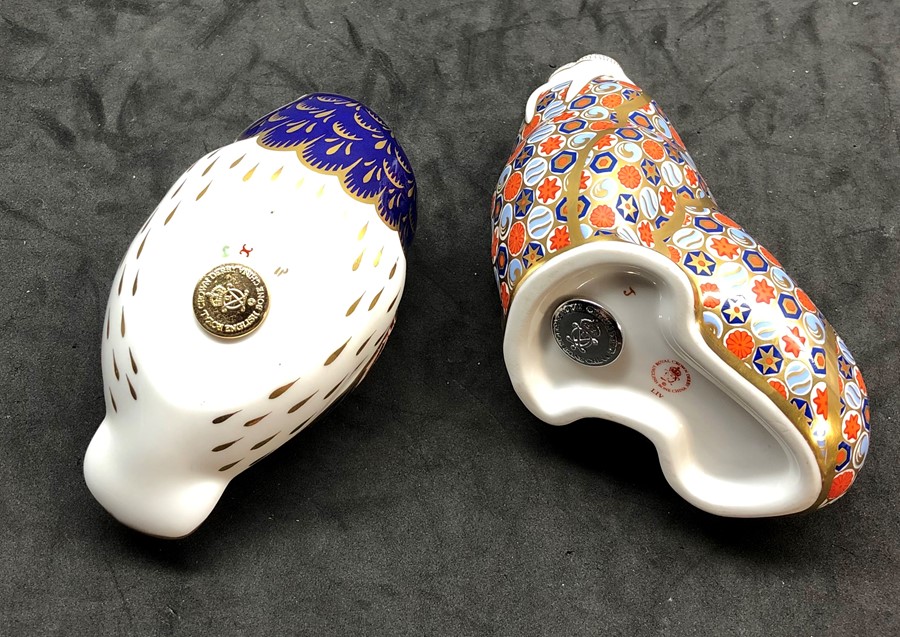 2 royal crown derby paperweights owl and walrus - Image 3 of 3