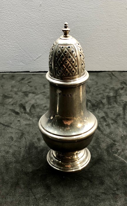 Silver sugar caster London silver hallmarks measures approx 15.5cm tall