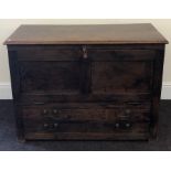 Period oak document chest measures approx height 80cm width 110cm depth 50cm