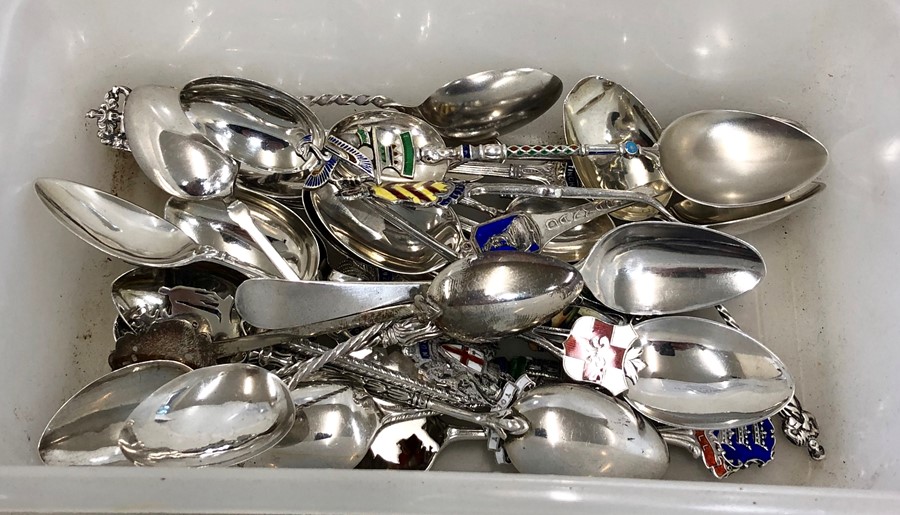 Collection 0f silver souvenir spoons all have silver hallmarks mainly 925 grade total weight 330g