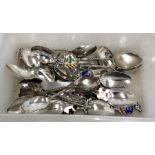 Collection 0f silver souvenir spoons all have silver hallmarks mainly 925 grade total weight 330g