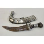 Antique silver mounted and rhino horn Jambiya age related wear and damage Rhino horn grip