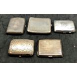 5 antique silver cigarette cases total weight 411g