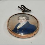 Framed Georgian miniature painting of a gentleman