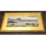 Early 20th century gilt framed seascape watercolour painting by Garman Morris signed measures approx