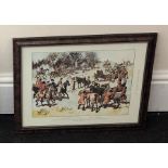 Set of 5 framed hunting scene pictures