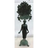 Roman style bronze mirror measures approx 54cm tall