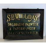 Antique framed advertising sign s.b.willday decorative painter and paper hanger