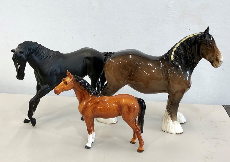 Beswick shire horse royal doulton black horse and 1 other