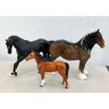 Beswick shire horse royal doulton black horse and 1 other