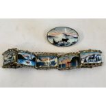 Norway silver and enamel bracelet hallmarked 925s Hestenes Norway with similar brooch