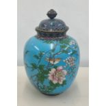 Large Cloisonne lidded vase measures approx 27cm tall in good condition