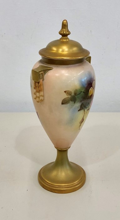 Signed Royal Worcester fruit lidded vase measures appox 21cm tall - Image 3 of 6
