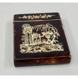 Victorian tortoiseshell card case inlaid with ivory