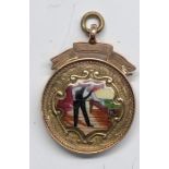 Antique 9ct rose gold and enamel snooker / billiards medal fob weight 5.6g