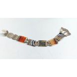 victorian silver and banded agate buckle bracelet in good condition measures approx 21cm lond agte m