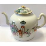 Large 19th century Chinese famille rose teapot approx 17cm star crack to base