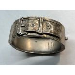 Antique silver Hinged buckle bangle full Birmingham silver hallmarks measures approx 26mm wide and 6