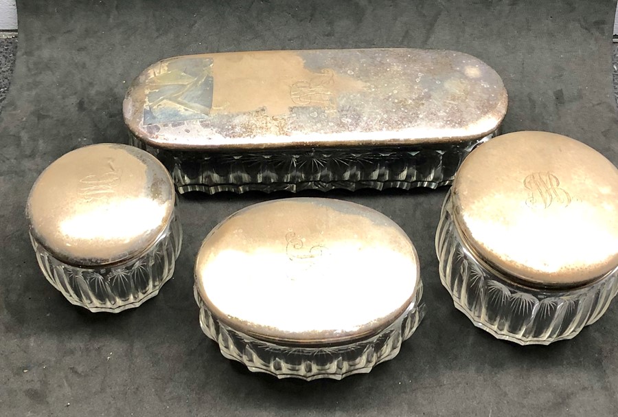 collection of 4 large silver top storage jars all have german silver hallmarks 835 silver largest m - Image 3 of 4